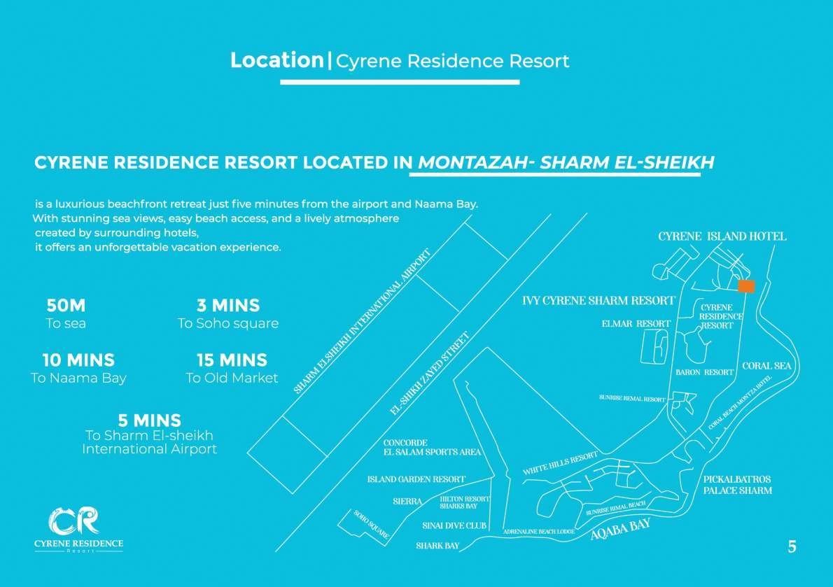 Cyrene Residence Resort location map near Soho Square and Sharm El Sheikh Airport